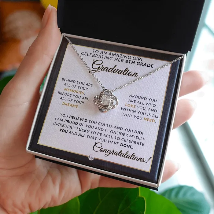 Necklaces ShineOn Fulfillment 8th Grade Graduation Gifts For Her Meaningful Milestone Necklace 2024 Middle School Graduation Gift For Her