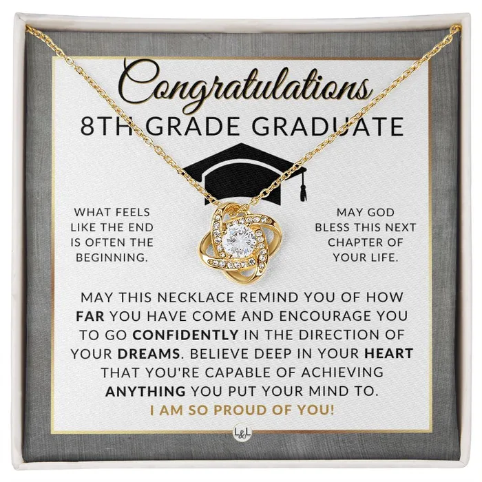 Necklaces ShineOn Fulfillment Celebrate Her 8th Grade Graduation with Our Graduation Necklace Middle School Graduation Gifts For 8th Grade Girl 2024 Graduation Gift Idea For Her