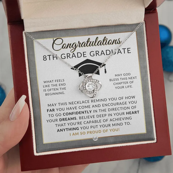 Necklaces ShineOn Fulfillment Celebrate Her 8th Grade Graduation with Our Graduation Necklace Middle School Graduation Gifts For 8th Grade Girl 2024 Graduation Gift Idea For Her
