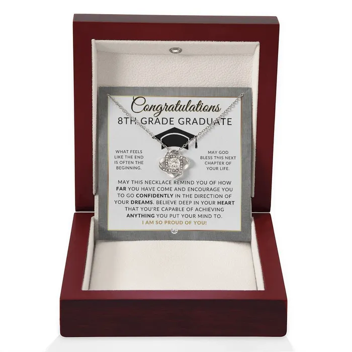 Necklaces ShineOn Fulfillment Celebrate Her 8th Grade Graduation with Our Graduation Necklace Middle School Graduation Gifts For 8th Grade Girl 2024 Graduation Gift Idea For Her