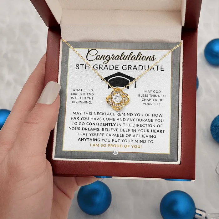 Necklaces ShineOn Fulfillment Celebrate Her 8th Grade Graduation with Our Graduation Necklace Middle School Graduation Gifts For 8th Grade Girl 2024 Graduation Gift Idea For Her