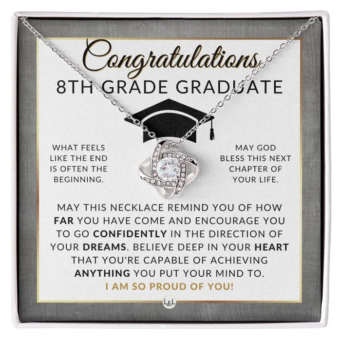 Necklaces ShineOn Fulfillment Celebrate Her 8th Grade Graduation with Our Graduation Necklace Middle School Graduation Gifts For 8th Grade Girl 2024 Graduation Gift Idea For Her