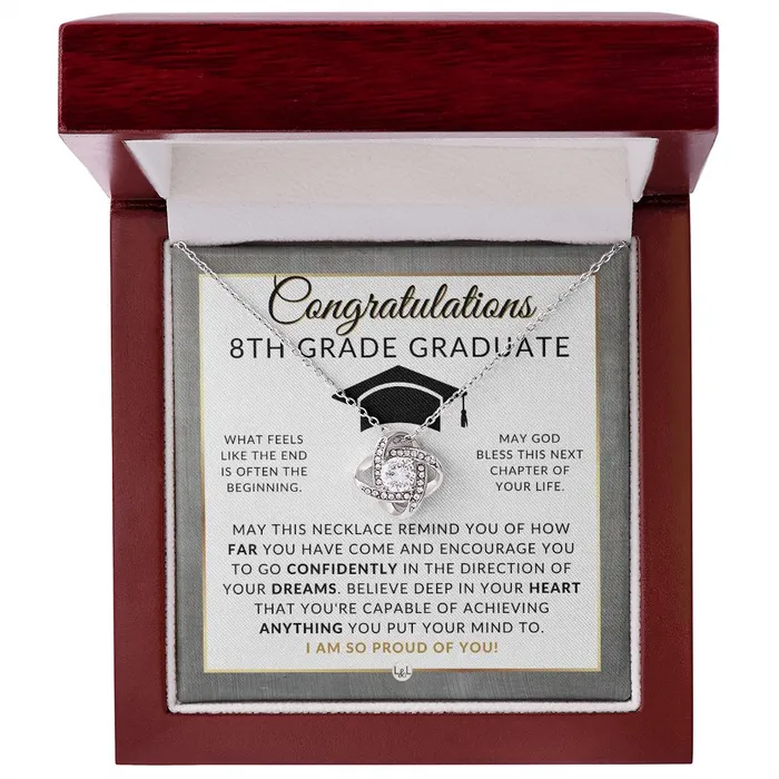Necklaces ShineOn Fulfillment Celebrate Her 8th Grade Graduation with Our Graduation Necklace Middle School Graduation Gifts For 8th Grade Girl 2024 Graduation Gift Idea For Her