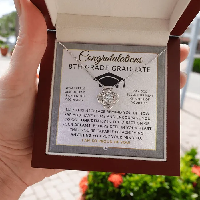 Necklaces ShineOn Fulfillment Celebrate Her 8th Grade Graduation with Our Graduation Necklace Middle School Graduation Gifts For 8th Grade Girl 2024 Graduation Gift Idea For Her