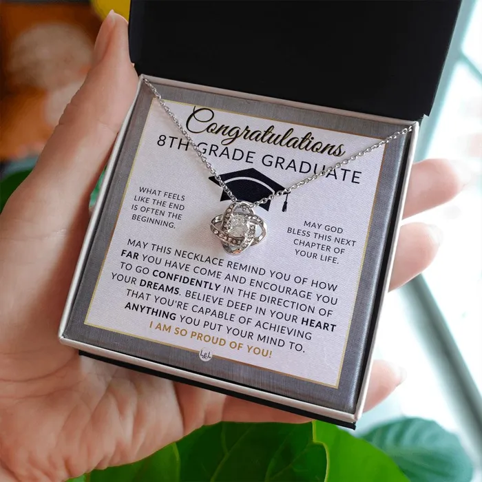 Necklaces ShineOn Fulfillment Celebrate Her 8th Grade Graduation with Our Graduation Necklace Middle School Graduation Gifts For 8th Grade Girl 2024 Graduation Gift Idea For Her