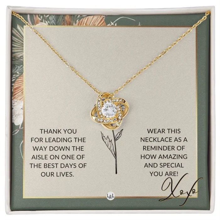 Necklaces ShineOn Fulfillment Flower Girl Necklace Wedding Party Thank You Gift Gratitude Gift Token of Appreciation Sage Green Boho Wedding Theme