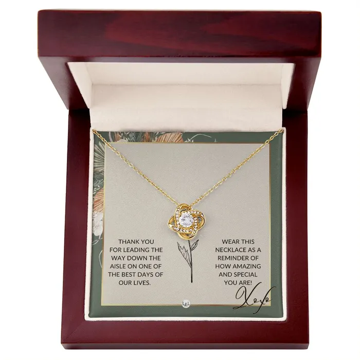 Necklaces ShineOn Fulfillment Flower Girl Necklace Wedding Party Thank You Gift Gratitude Gift Token of Appreciation Sage Green Boho Wedding Theme