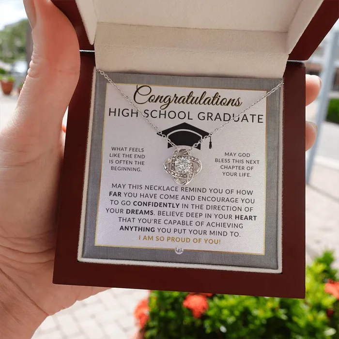 Necklaces ShineOn Fulfillment Graduation Gifts For High School Girl Beautiful Necklace HS Graduation Message 2024 Graduation Party Gift Idea For Her
