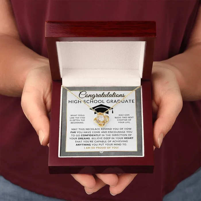 Necklaces ShineOn Fulfillment Graduation Gifts For High School Girl Beautiful Necklace HS Graduation Message 2024 Graduation Party Gift Idea For Her