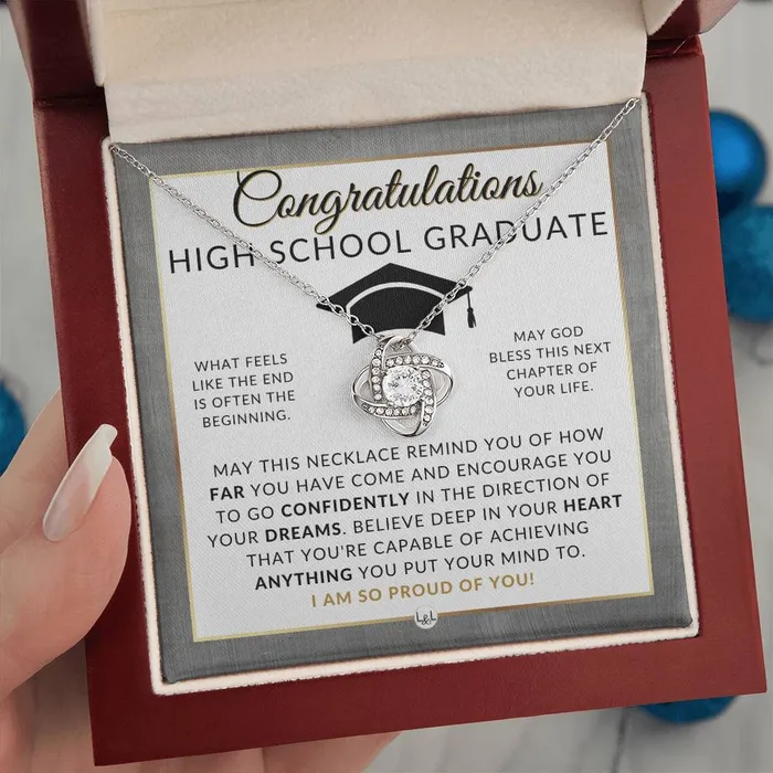 Necklaces ShineOn Fulfillment Graduation Gifts For High School Girl Beautiful Necklace HS Graduation Message 2024 Graduation Party Gift Idea For Her