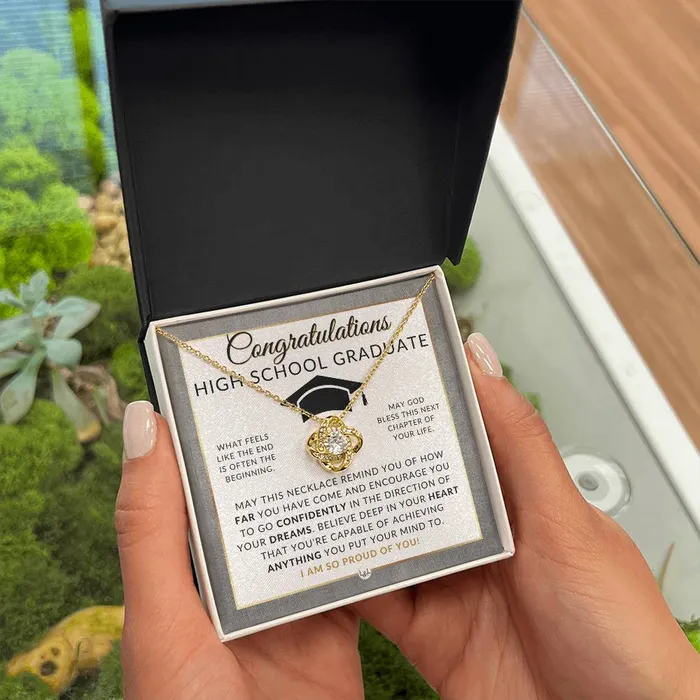 Necklaces ShineOn Fulfillment Graduation Gifts For High School Girl Beautiful Necklace HS Graduation Message 2024 Graduation Party Gift Idea For Her