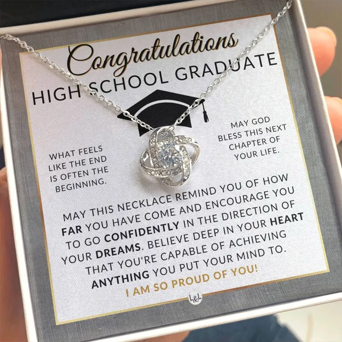 Necklaces ShineOn Fulfillment Graduation Gifts For High School Girl Beautiful Necklace HS Graduation Message 2024 Graduation Party Gift Idea For Her