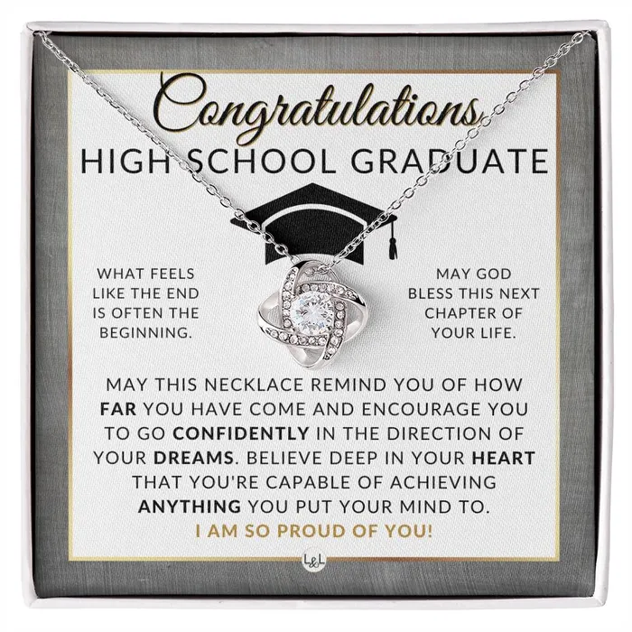 Necklaces ShineOn Fulfillment Graduation Gifts For High School Girl Beautiful Necklace HS Graduation Message 2024 Graduation Party Gift Idea For Her