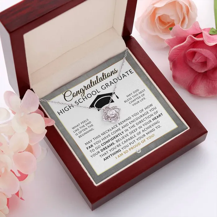 Necklaces ShineOn Fulfillment Graduation Gifts For High School Girl Beautiful Necklace HS Graduation Message 2024 Graduation Party Gift Idea For Her