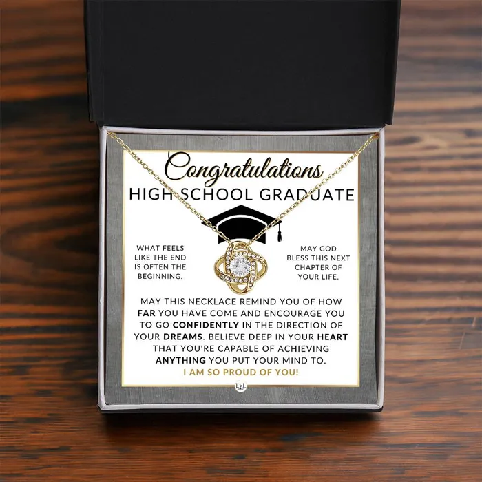 Necklaces ShineOn Fulfillment Graduation Gifts For High School Girl Beautiful Necklace HS Graduation Message 2024 Graduation Party Gift Idea For Her
