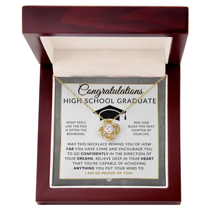 Necklaces ShineOn Fulfillment Graduation Gifts For High School Girl Beautiful Necklace HS Graduation Message 2024 Graduation Party Gift Idea For Her