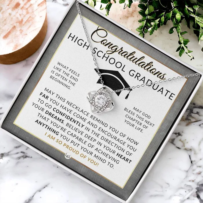 Necklaces ShineOn Fulfillment Graduation Gifts For High School Girl Beautiful Necklace HS Graduation Message 2024 Graduation Party Gift Idea For Her