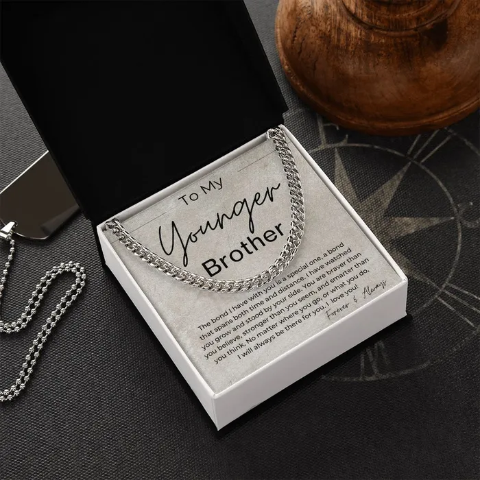 Necklaces ShineOn Fulfillment I Will Always Be There For You Gift for Younger Brother Cuban Linked Chain Necklace
