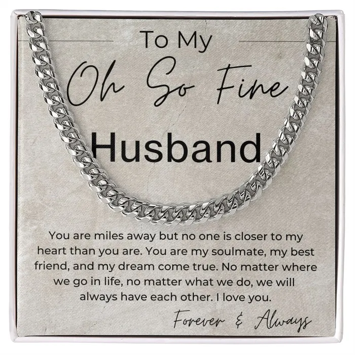 Necklaces ShineOn Fulfillment Miles Apart Gift for Long Distance Husband Long Distance Relationship Gift Linked Chain Necklace