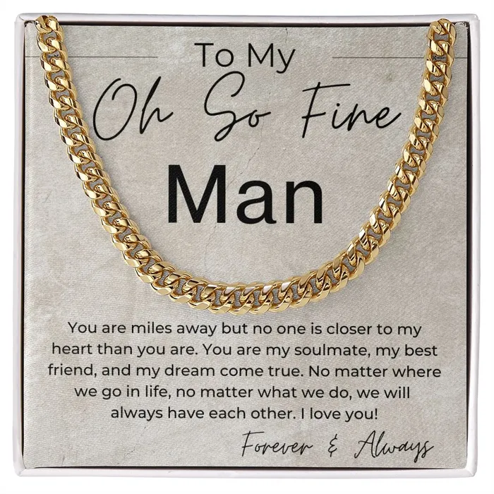 Necklaces ShineOn Fulfillment Miles Apart Long Distance Relationship Gift for Him Cuban Linked Chain Necklace