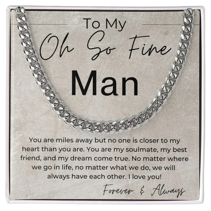 Necklaces ShineOn Fulfillment Miles Apart Long Distance Relationship Gift for Him Cuban Linked Chain Necklace