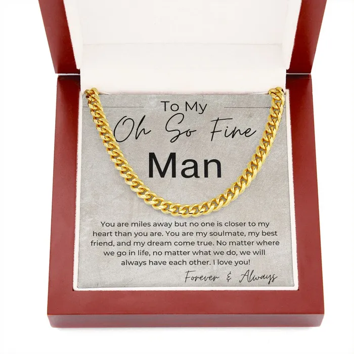 Necklaces ShineOn Fulfillment Miles Apart Long Distance Relationship Gift for Him Cuban Linked Chain Necklace