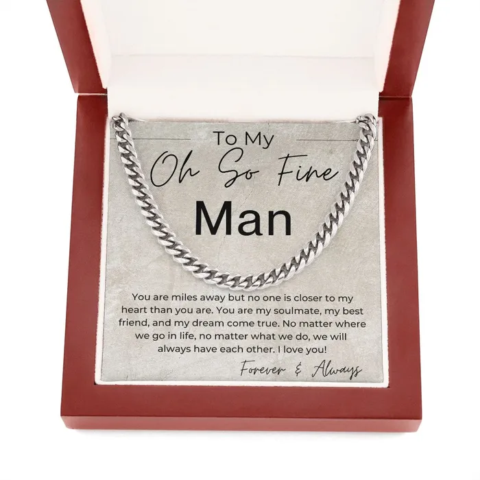 Necklaces ShineOn Fulfillment Miles Apart Long Distance Relationship Gift for Him Cuban Linked Chain Necklace