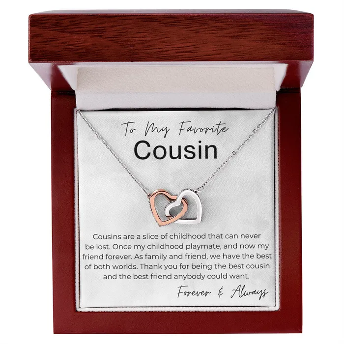 Necklaces ShineOn Fulfillment Thank You For Being The Best Cousin Gift For Female Cousin Interlocking Heart Pendant Necklace