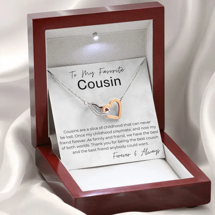 Necklaces ShineOn Fulfillment Thank You For Being The Best Cousin Gift For Female Cousin Interlocking Heart Pendant Necklace