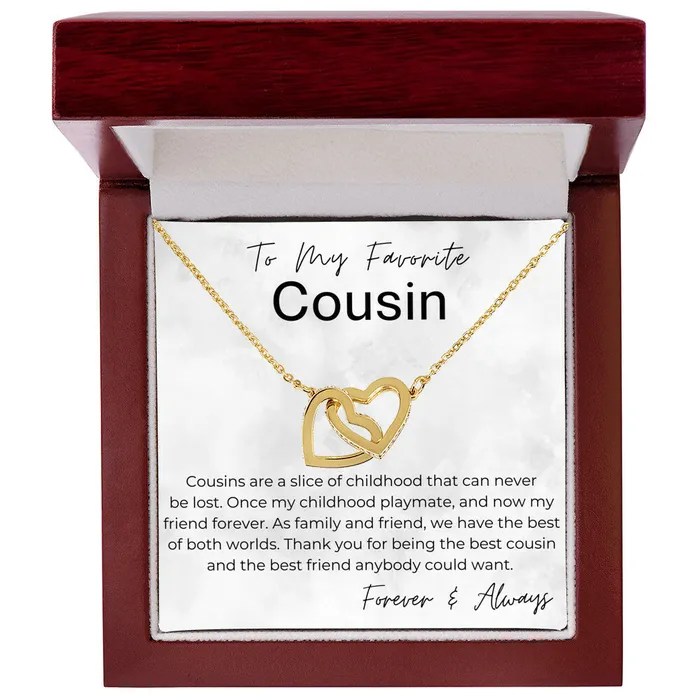 Necklaces ShineOn Fulfillment Thank You For Being The Best Cousin Gift For Female Cousin Interlocking Heart Pendant Necklace