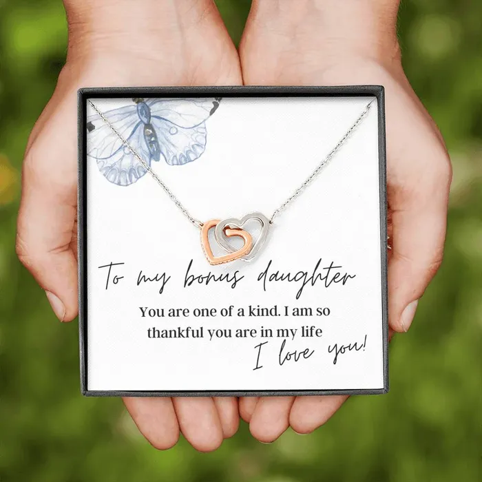 Necklaces ShineOn Fulfillment To My Bonus Daughter Interlocking Hearts Pendant Necklace