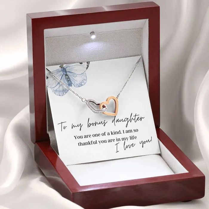 Necklaces ShineOn Fulfillment To My Bonus Daughter Interlocking Hearts Pendant Necklace