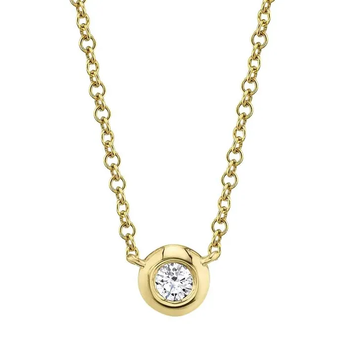Necklaces Shy Creation 14K Yellow Gold 010ctw Solitaire Style Necklace SHY CREATION