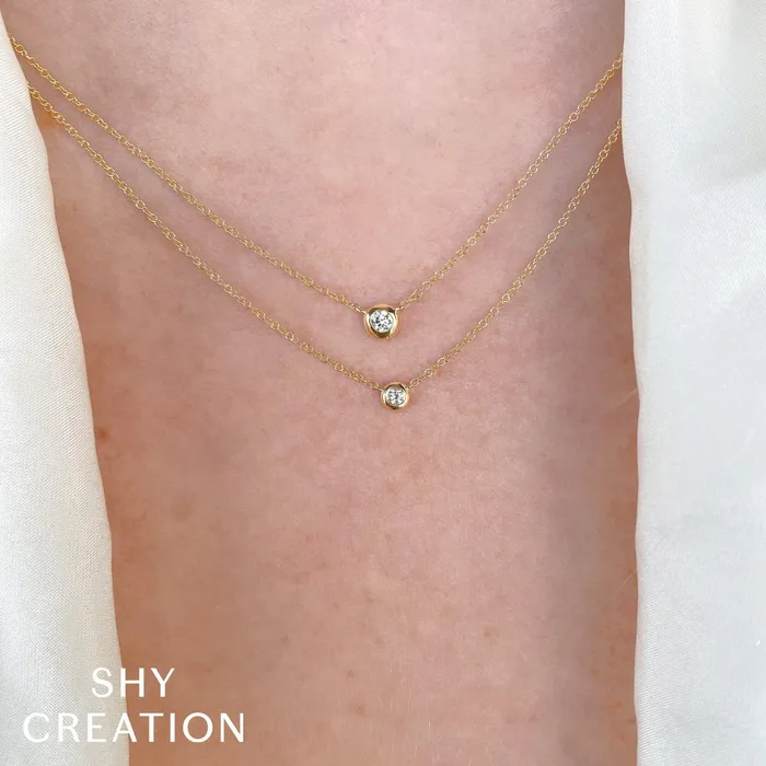 Necklaces Shy Creation 14K Yellow Gold 010ctw Solitaire Style Necklace SHY CREATION Necklaces Shy Creation 14K Yellow Gold 010ctw Solitaire Style Necklace SHY CREATION