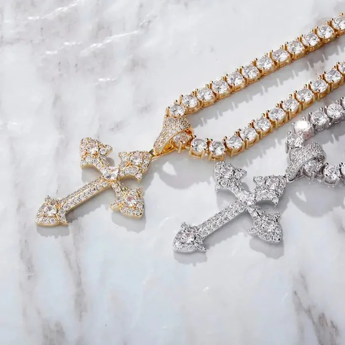 Necklaces The Icetruck Fleur de Lis Cross Pendant 925 Silver Necklaces The Icetruck Fleur de Lis Cross Pendant 925 Silver