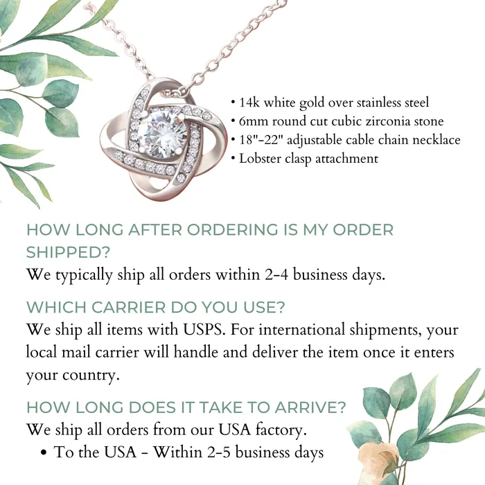 Necklaces To My Sweet Daughter Love Knot Pendant Necklace ShineOn Fulfillment