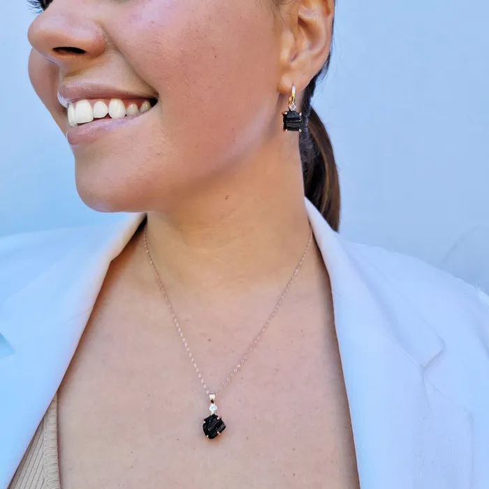 Necklaces Uniquelan Jewelry Raw Black Tourmaline Necklace