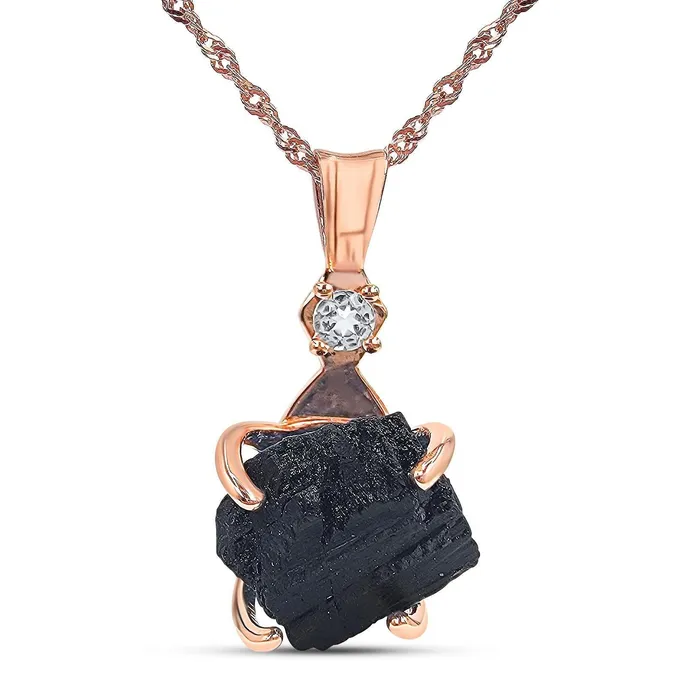 Necklaces Uniquelan Jewelry Raw Black Tourmaline Necklace