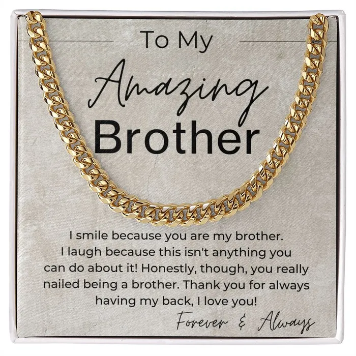 Necklaces You Nailed Being a Brother Funny Gift for Brother Cuban Linked Chain Necklace ShineOn Fulfillment