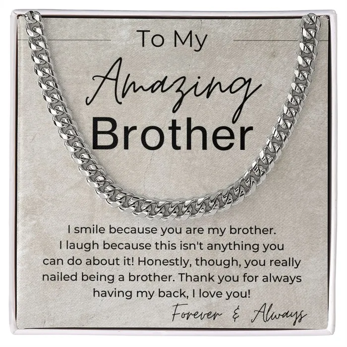 Necklaces You Nailed Being a Brother Funny Gift for Brother Cuban Linked Chain Necklace ShineOn Fulfillment