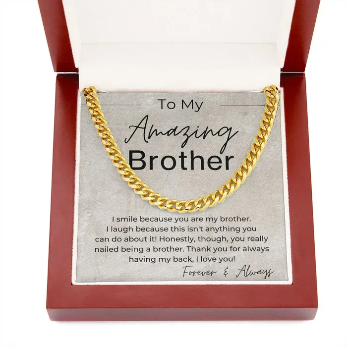 Necklaces You Nailed Being a Brother Funny Gift for Brother Cuban Linked Chain Necklace ShineOn Fulfillment