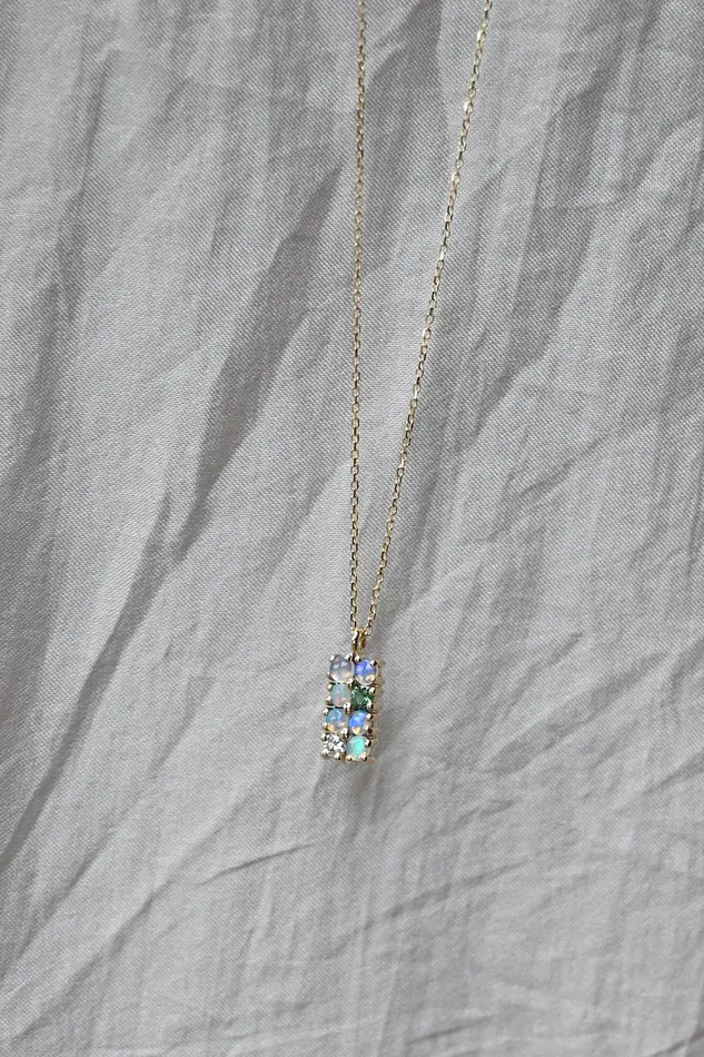 Opal Diamond and Tourmaline Lattice Necklace Wwake Necklaces