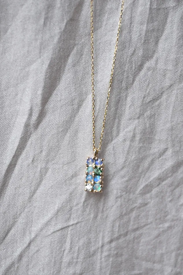 Opal Diamond and Tourmaline Lattice Necklace Wwake Necklaces