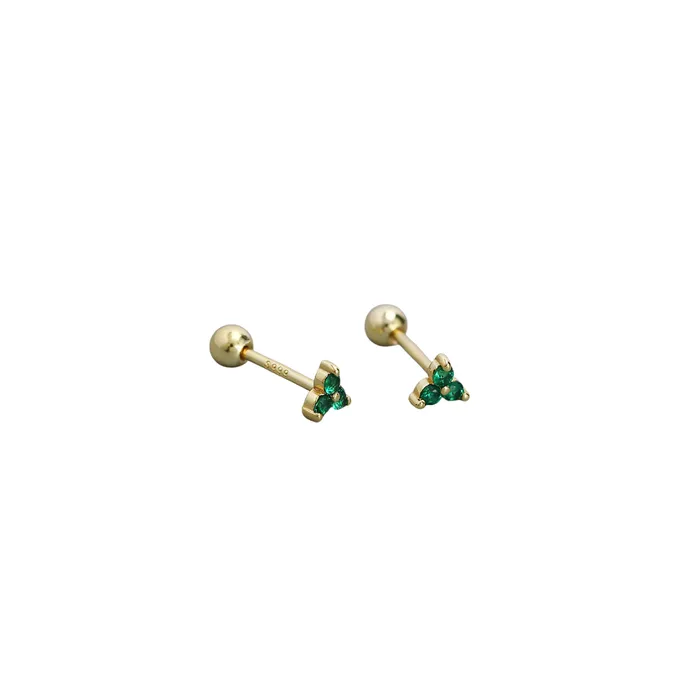 pau jewelry Earrings Green clover stud earrings