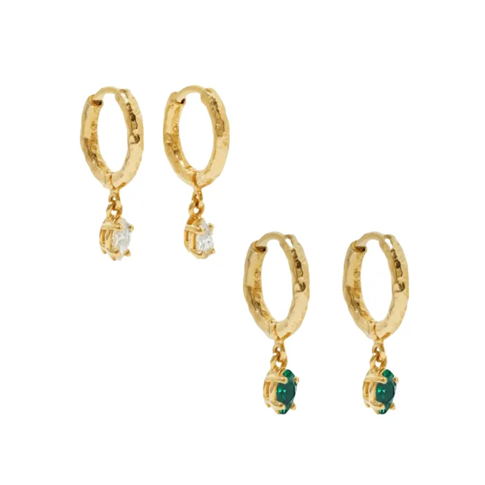 pau jewelry Earrings Textured huggie hoop earrings