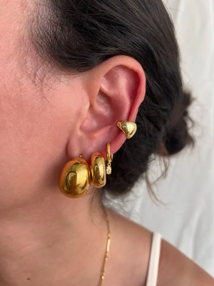 pau jewelry Earrings Textured huggie hoop earrings