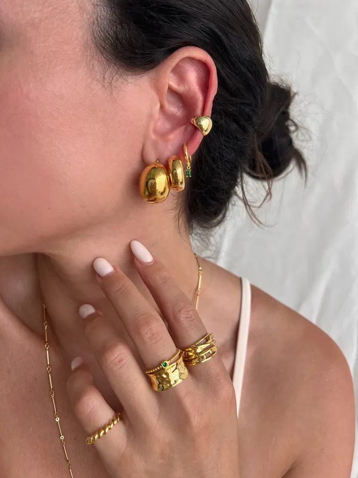 pau jewelry Earrings Textured huggie hoop earrings