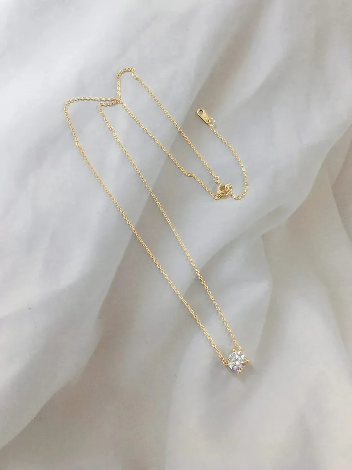 pau jewelry Necklaces Single dainty pave necklace