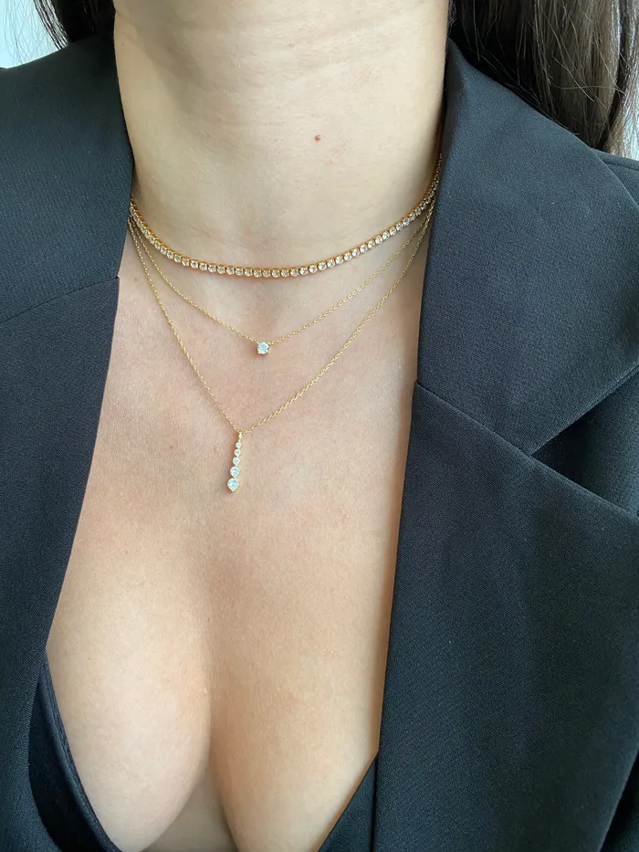 pau jewelry Necklaces Single dainty pave necklace