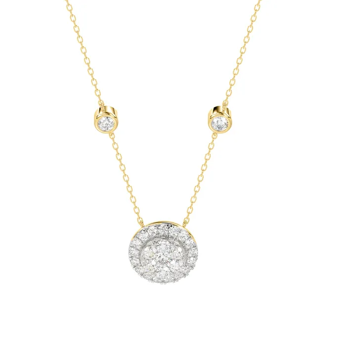 PreStyled Sets AV LADIES NECKLACES 033CT ROUND DIAMOND 14K YELLOW GOLD